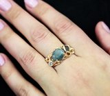 Золотое кольцо с насыщенными уральскими александритами 2,61 карата и бриллиантами