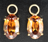 Подвесы для серег с крупными золотисто-желтыми цирконами 11,38 карата Серебро 925
