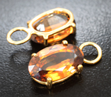 Подвесы для серег с крупными золотисто-желтыми цирконами 11,38 карата Серебро 925