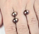 Набор из 3 золотисто-кофейных морских жемчужин 9,18 карата! Натуральный цвет 