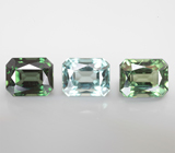 Набор из 3 "неоновых" апатитов разных оттенков 7,18 карата 