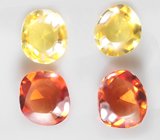 Набор из 4 желтых и оранжевых сапфиров авторской огранки 2,24 карата