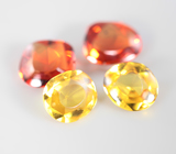 Набор из 4 желтых и оранжевых сапфиров авторской огранки 2,24 карата 