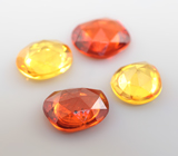 Набор из 4 желтых и оранжевых сапфиров авторской огранки 2,24 карата 