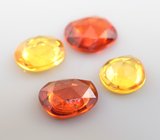 Набор из 4 желтых и оранжевых сапфиров авторской огранки 2,24 карата