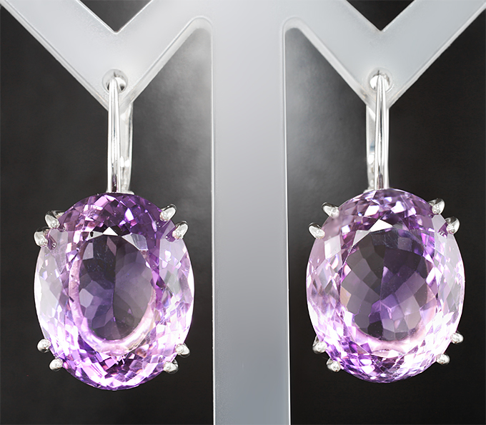 Серьги с крупными аметистами 44,62 карата