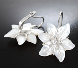 Серьги с резным перламутром 14,61 карата и лейкосапфирами Серебро 925