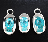 Комплект с неоново-голубыми апатитами 11,23 карата Серебро 925