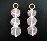 Массивные золотые подвесы для серег с розовым кварцем авторской огранки 35,69 карата Золото