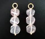 Массивные золотые подвесы для серег с розовым кварцем авторской огранки 35,69 карата