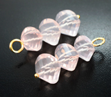 Массивные золотые подвесы для серег с розовым кварцем авторской огранки 35,69 карата Золото