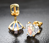 Золотые пусеты с ограненным цейлонским лунным камнем 2,61 карата