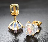 Золотые пусеты с ограненным цейлонским лунным камнем 2,61 карата Золото