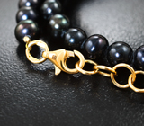 Золотое колье с калиброванным черным морским жемчугом 95,95 карата Золото