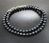 Золотое колье с калиброванным черным морским жемчугом 95,95 карата Золото