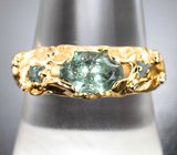Текстурированное золотое кольцо с уральскими александритами высокой чистоты 1,32 карата и бриллиантами Золото