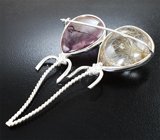 Брошь с аметрином с гетитом 37,77 карата, рутиловым кварцем 56,47 карата и лейкосапфирами