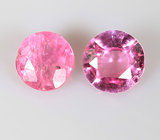 Пара "неоновых" розовых шпинелей 0,28 карата 