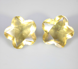 Крупная пара лимонных цитринов авторской огранки 17,53 карата 