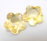Крупная пара лимонных цитринов авторской огранки 17,53 карата 
