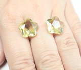 Крупная пара лимонных цитринов авторской огранки 17,53 карата