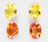 Набор из 4 желтых и оранжевых сапфиров авторской огранки 2,53 карата 