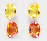 Набор из 4 желтых и оранжевых сапфиров авторской огранки 2,53 карата
