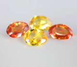 Набор из 4 желтых и оранжевых сапфиров авторской огранки 2,53 карата 