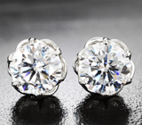 Пусеты с муассанитами 3,65 карата Серебро 925