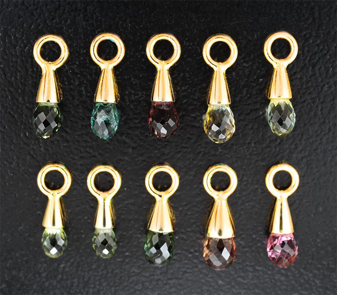 Подвесы с разноцветными турмалинами 3,45 карата