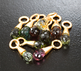 Подвесы с разноцветными турмалинами 3,45 карата Золото
