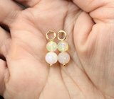 Золотые подвесы для серег с ограненными сферами эфиопских опалов 5,15 карата Золото