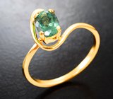 Золотое кольцо с "неоновым" изумрудно-зеленым турмалином 1,03 карата Золото