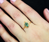 Золотое кольцо с "неоновым" изумрудно-зеленым турмалином 1,03 карата