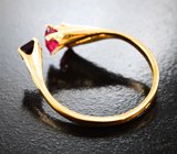 Золотое кольцо с насыщенной рубиновой и ярими "неоновыми" шпинелями 1,2 карата