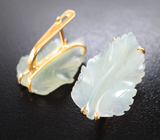 Золотые серьги с резным нефритом 11,65 карата Золото