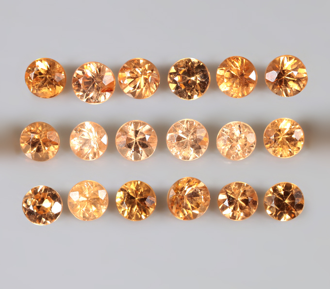 Набор из 18 спессартинов гранатов 2,53 карата