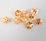 Набор из 9 спессартинов гранатов 1,45 карата 