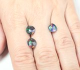 Набор из 3 ограненных черных опалов 1,57 карата 