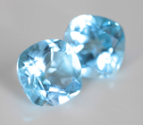 Крупная пара чистейших голубых Swiss топазов 17,36 карата 
