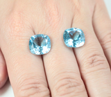 Крупная пара чистейших голубых Swiss топазов 17,36 карата 