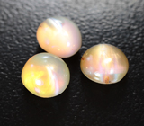 Редкий набор из 3 хризобериллов с эффектом кошачьего глаза 4,43 карата 