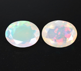 Подвесы для серег с ограненными эфиопскими опалами 2,06 карата и уральскими демантоидами 0,79 карата