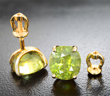 Крупные золотые пусеты с сочно-зелеными сфенами 5,93 карата Золото