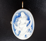 Золотая брошь/кулон с агатовой камеей на халцедоне 20,95 карата