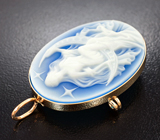 Золотая брошь/кулон с агатовой камеей на халцедоне 20,95 карата Золото