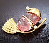 Новогодний золотой кулон с розовым турмалином 8,5 карата и бриллиантами