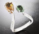 Золотое кольцо с турмалинами 2,79 карата и лейкосапфирами