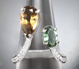 Золотое кольцо с турмалинами 2,79 карата и лейкосапфирами