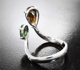 Золотое кольцо с турмалинами 2,79 карата и лейкосапфирами Золото